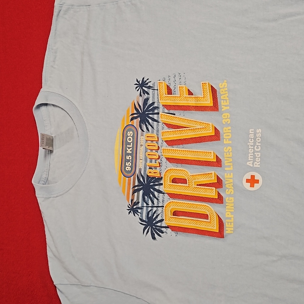 95.5 KLOS FM Radio 39th Annual 2020 Blood Drive graphic tee Red Cross Lrg. - Picture 4 of 5